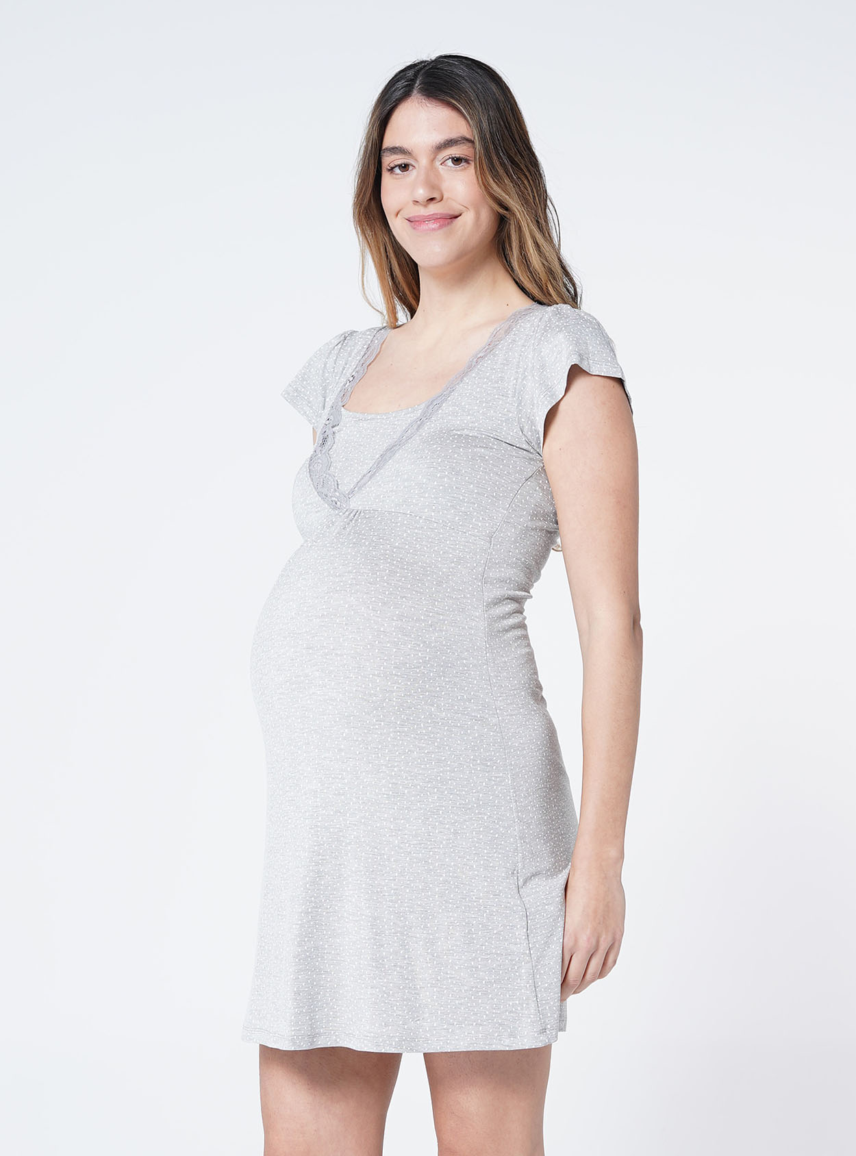 Camisón lactancia manga con topos – Ohma! Maternitywear