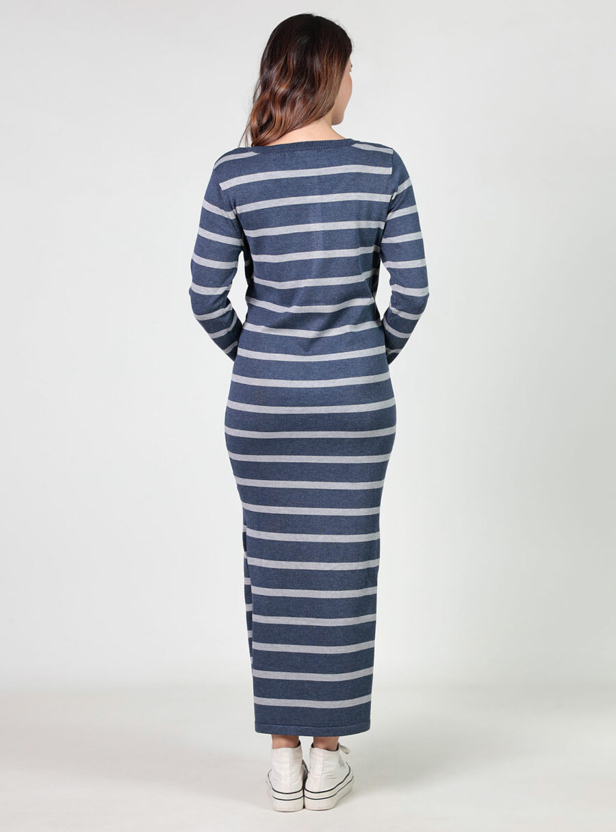 Vestido tricot de rayas con chaqueta falsa - Imagen 5