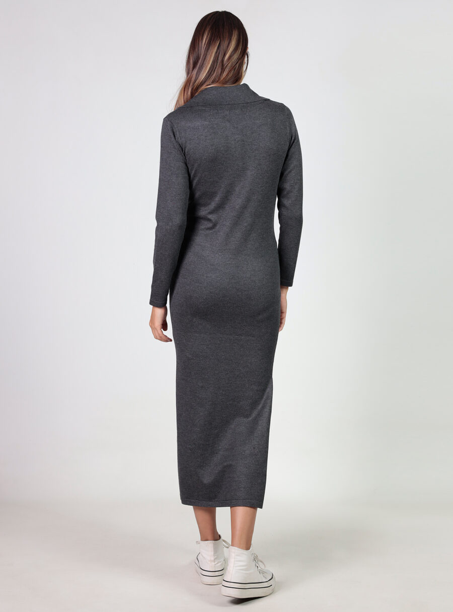 Vestido lactancia de tricot cremallera y gran cuello - Imagen 4