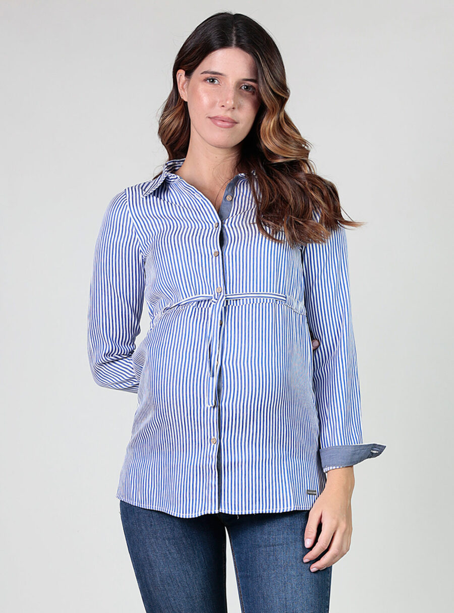 Camisa rayas con cinturón ajustable