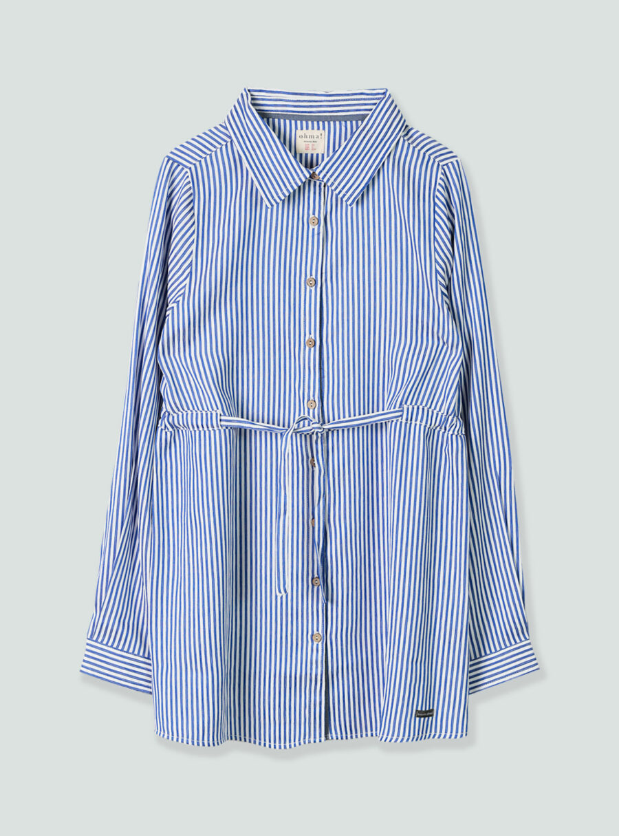 Camisa rayas con cinturón ajustable - Imagen 6