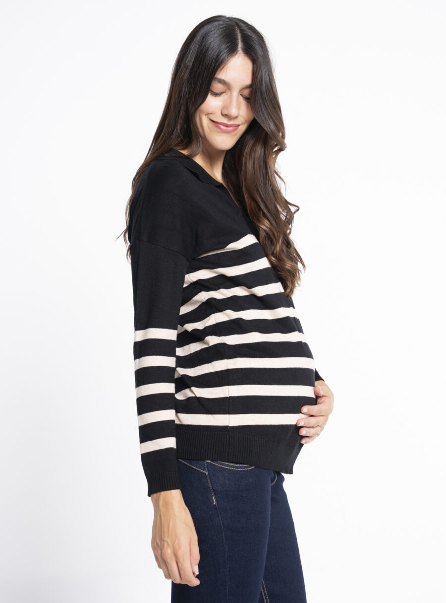 Suéter premamá de punto con rayas - Imagen 2