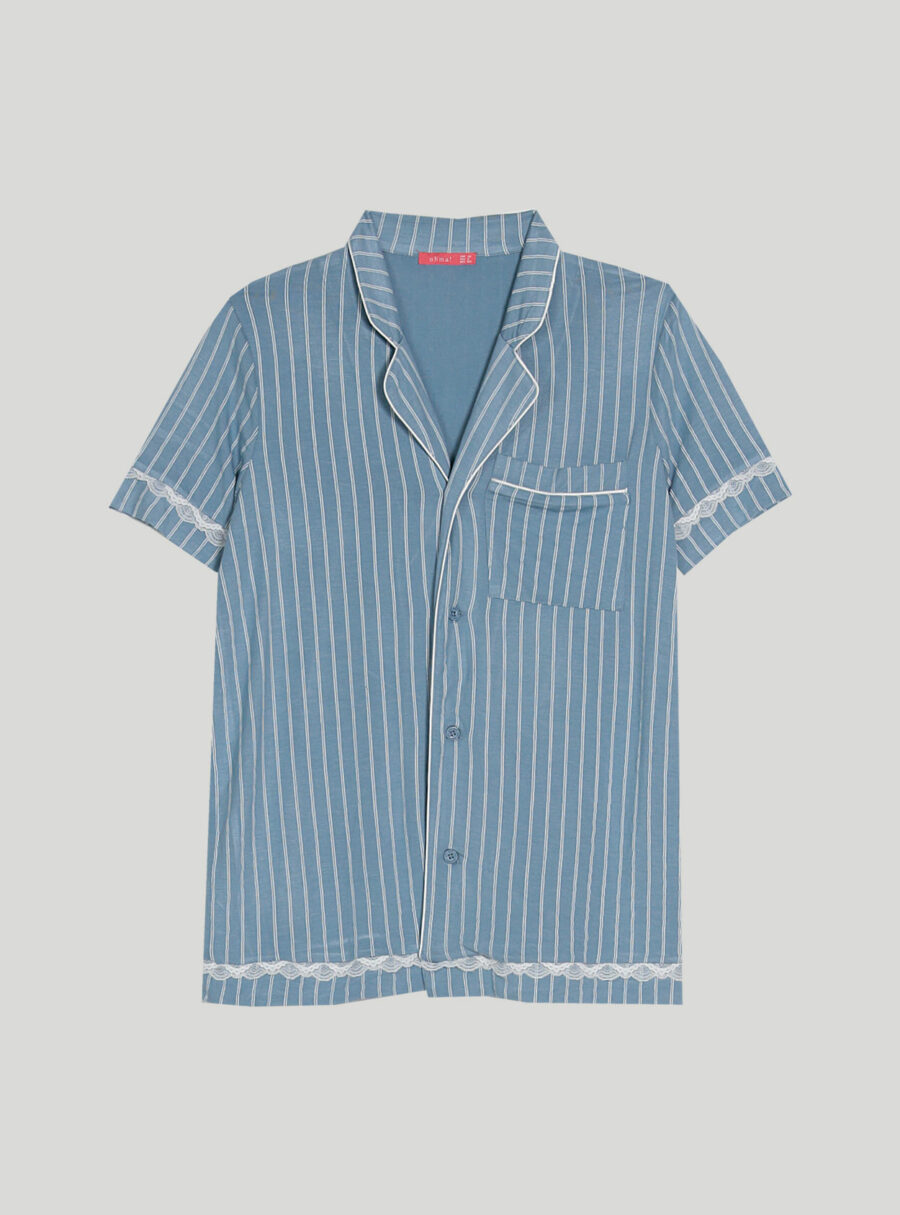 Pijama camisero estampado rayas - Imagen 6