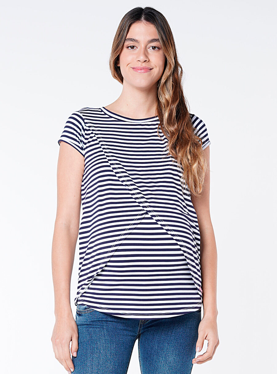 Camiseta lactancia cruzada con rayas