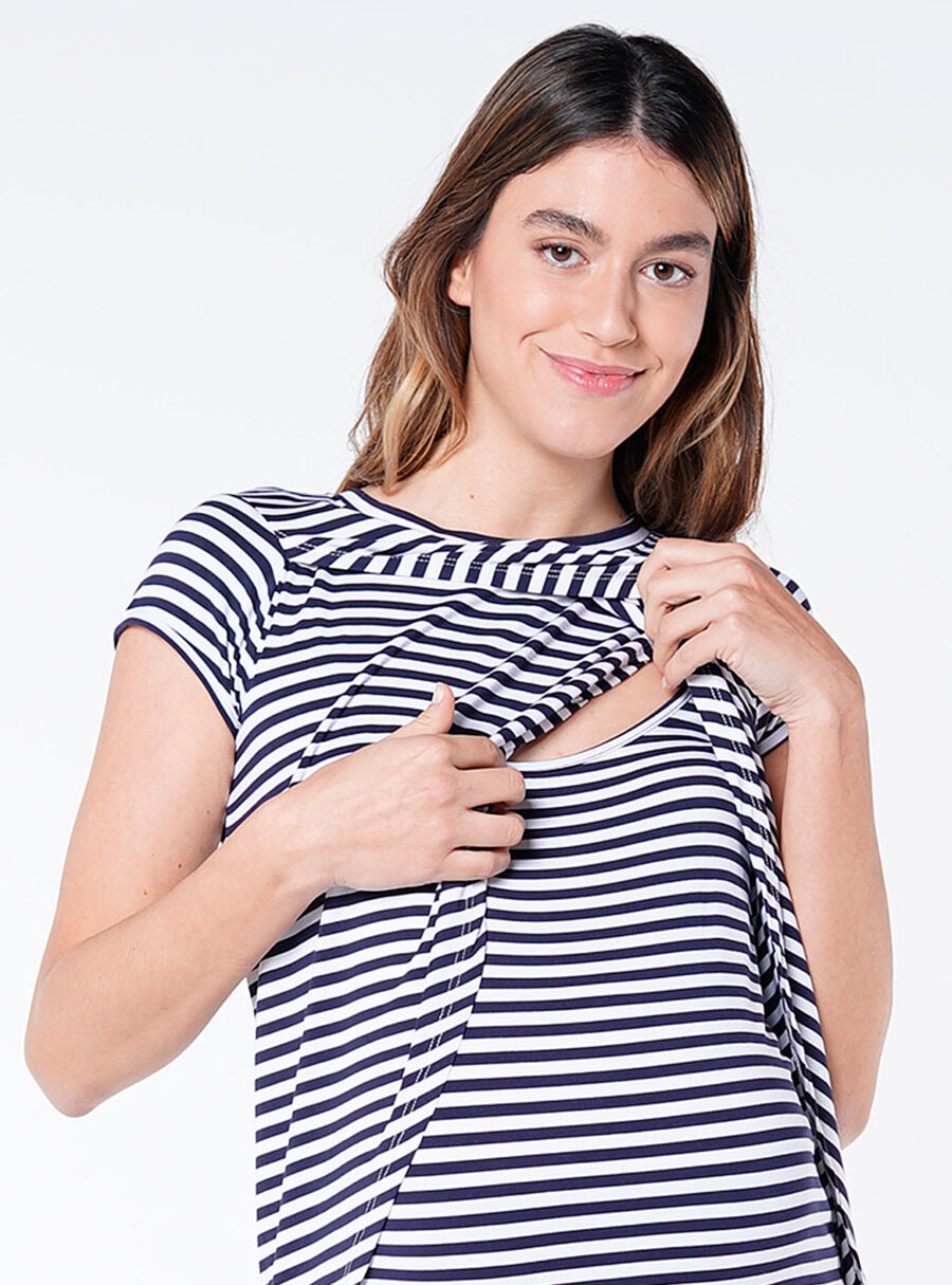 Camiseta lactancia cruzada con rayas - Imagen 4