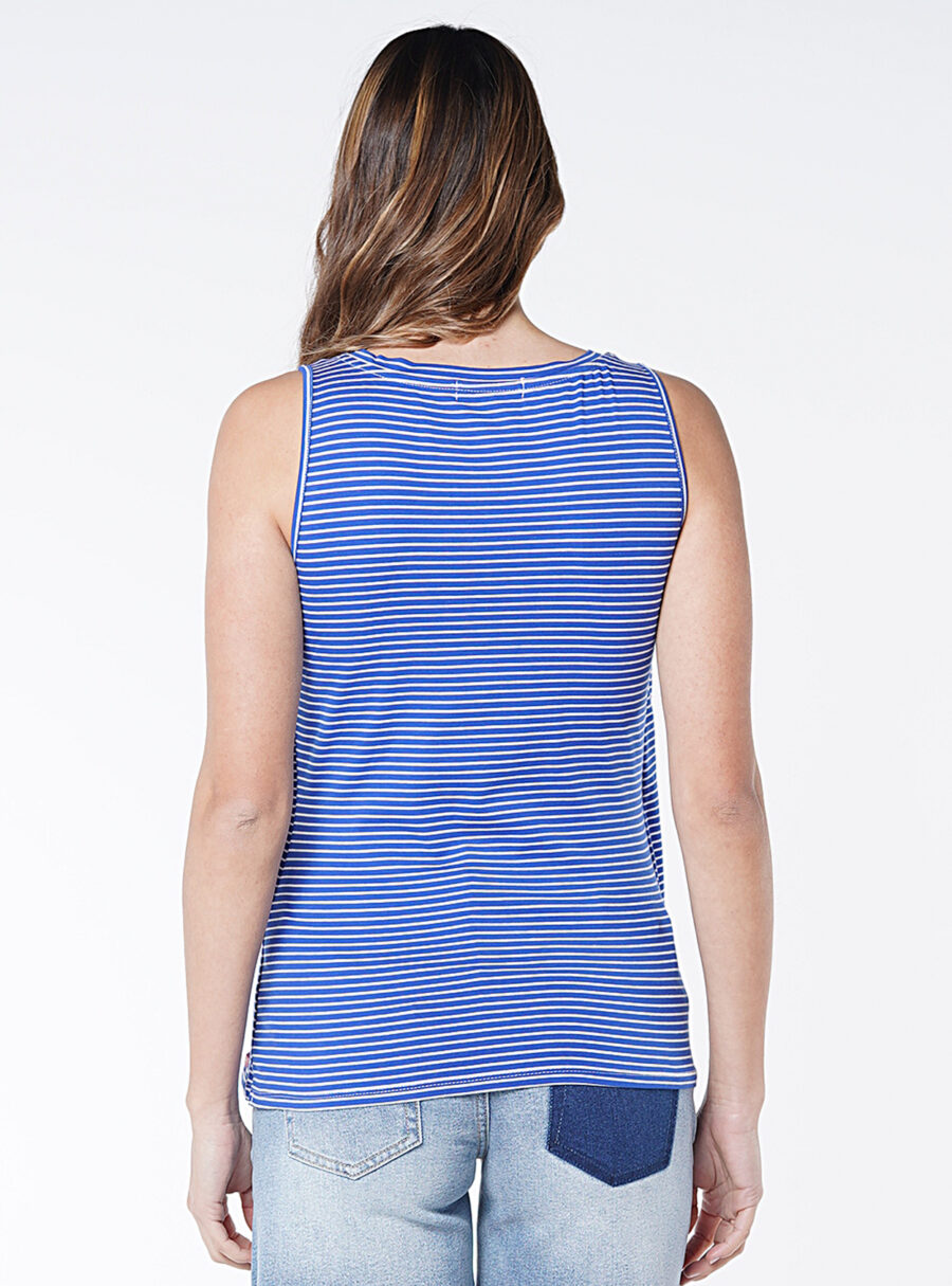 Camiseta lactancia sin mangas rayada y cruzada - Imagen 3