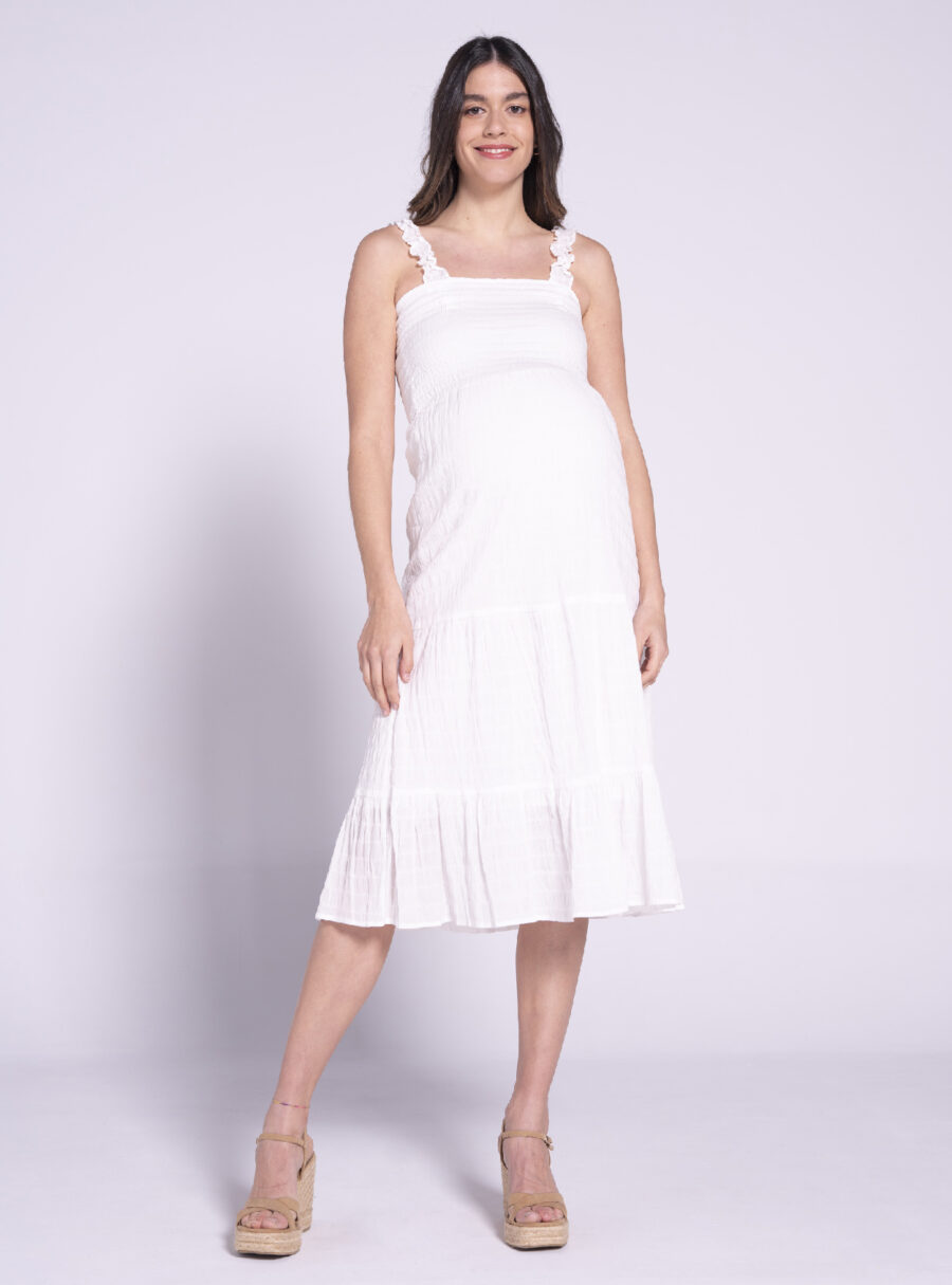 Maxi vestido lactancia con fruncido