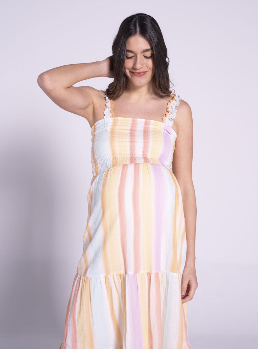 Maxivestido lactancia rayas multicolor - Imagen 2
