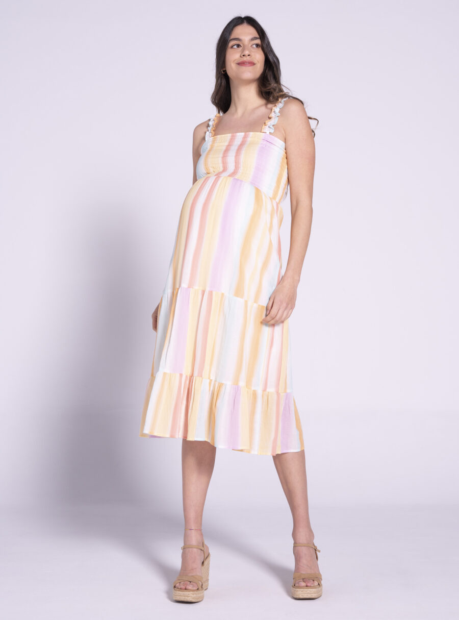 Maxivestido lactancia rayas multicolor