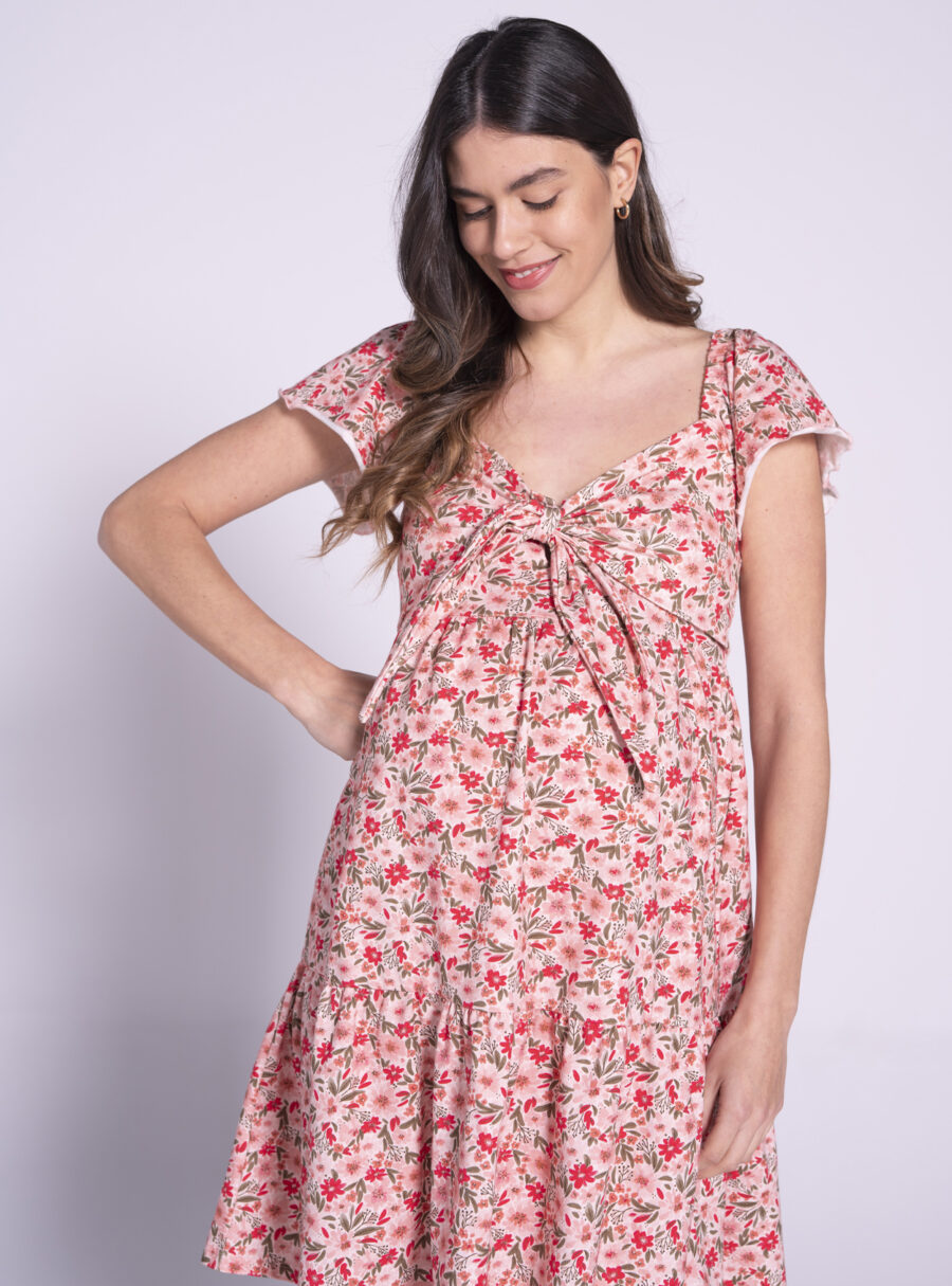 Vestido lactancia estampado con nudo