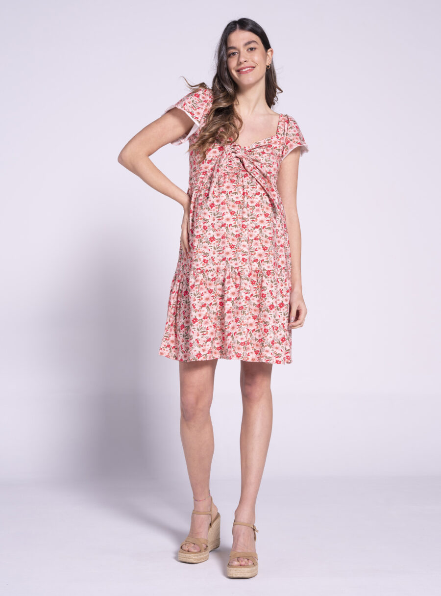 Vestido lactancia estampado con nudo - Imagen 4