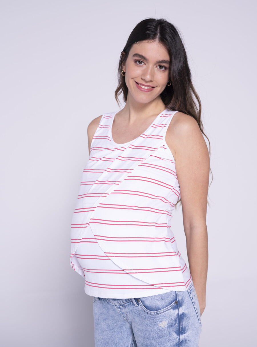 Camiseta lactancia rayas cruzada - Imagen 2