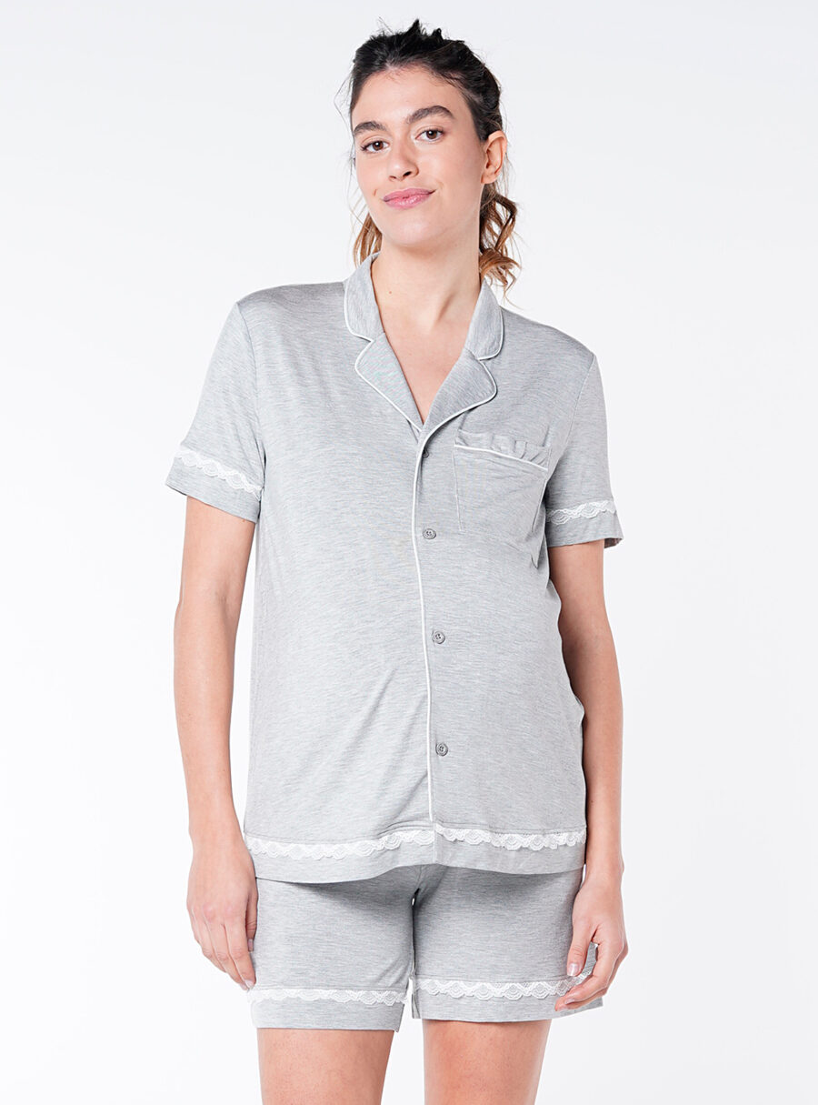 Camiseta de pijama premamá con encaje