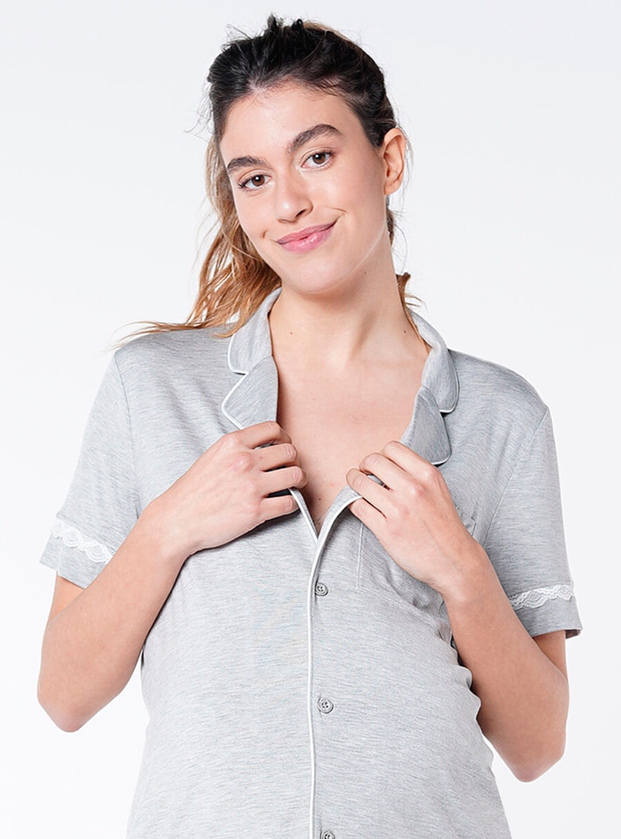 Camiseta de pijama premamá con encaje - Imagen 4