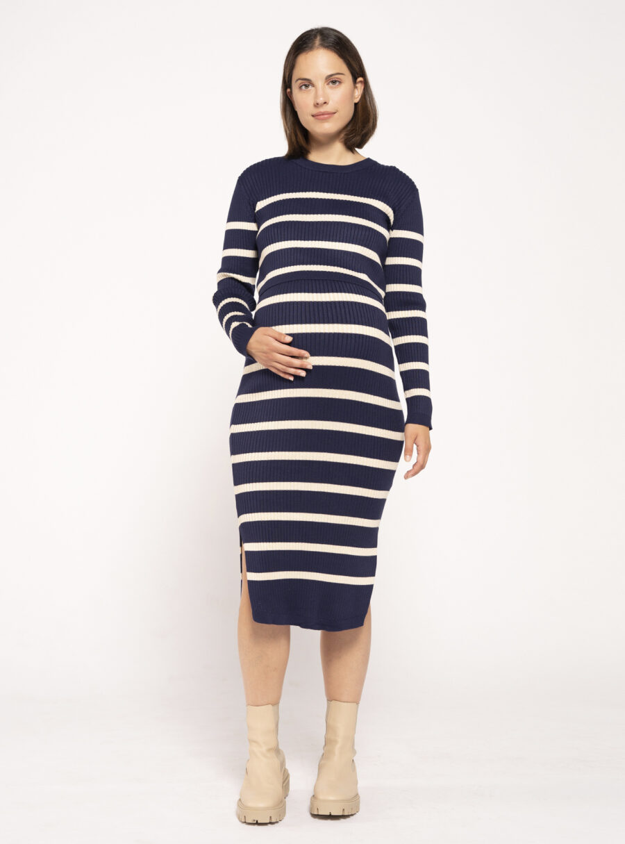Vestido lactancia de punto con rayas