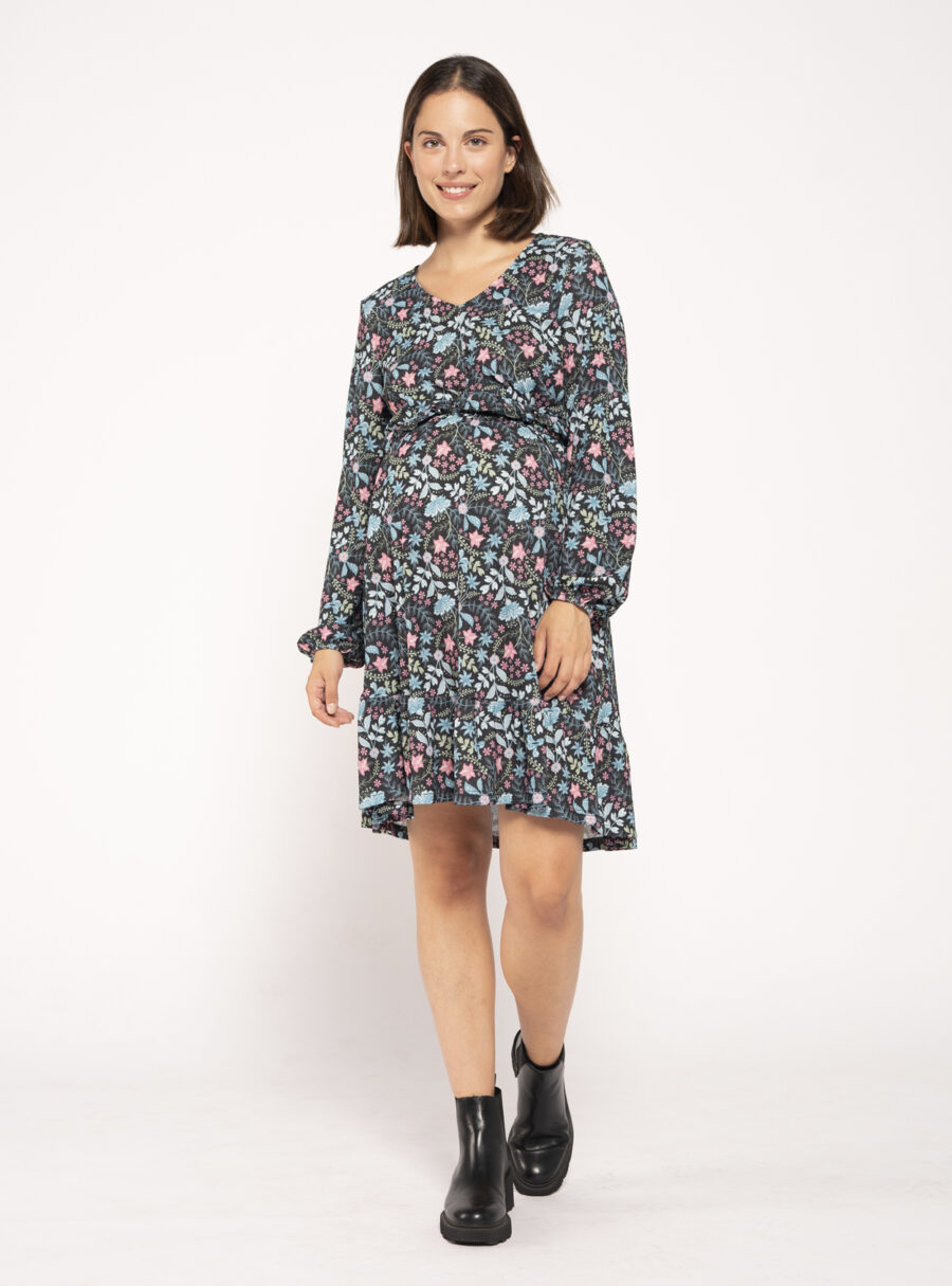 Vestido lactancia estampado con smock - Imagen 4