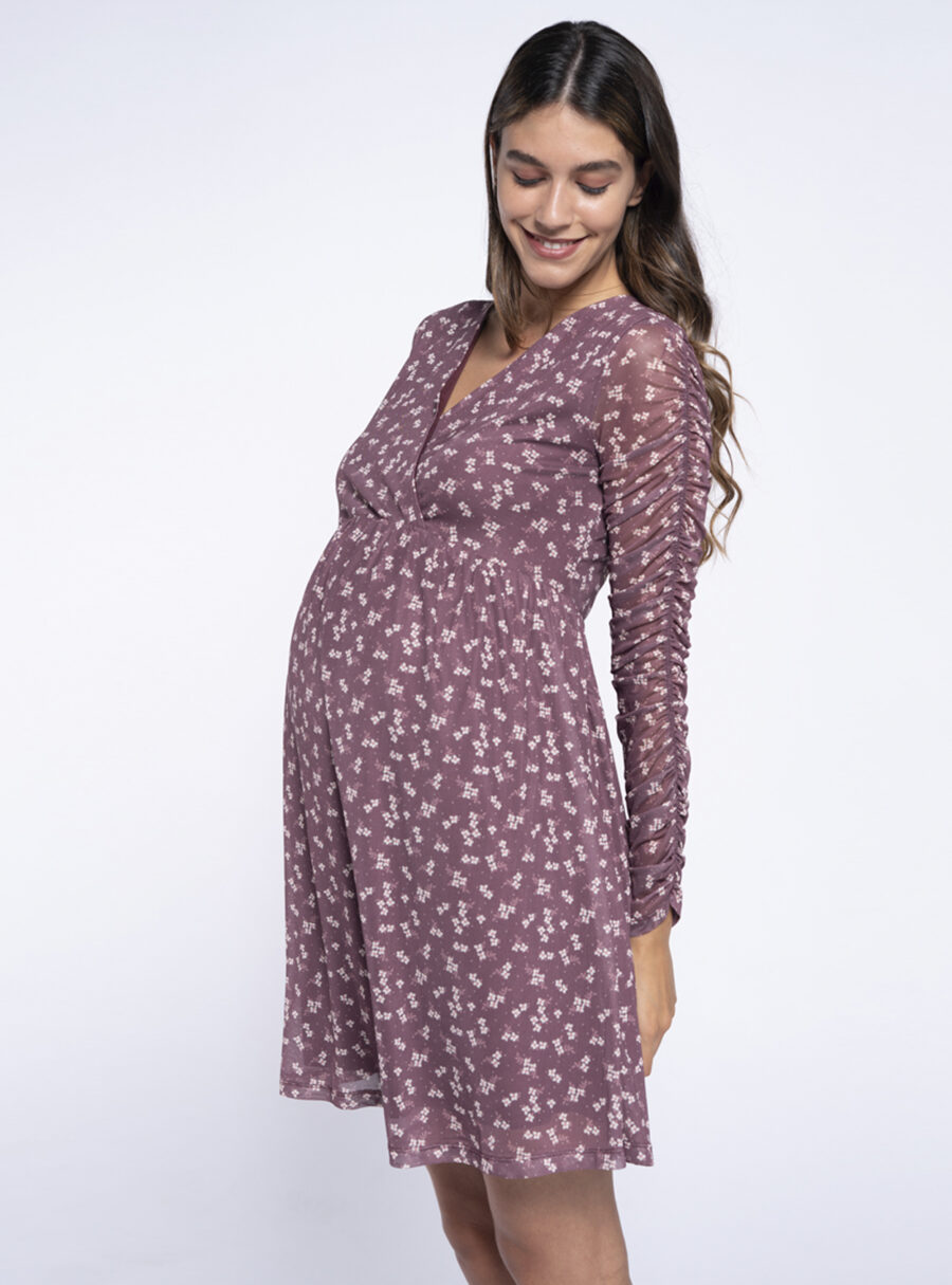 Vestido lactancia estampado con frunzido en la manga - Imagen 2
