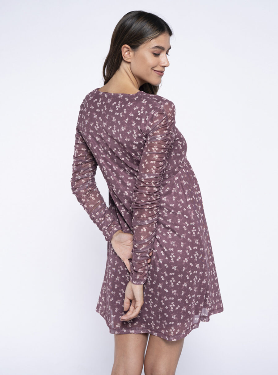 Vestido lactancia estampado con frunzido en la manga - Imagen 3