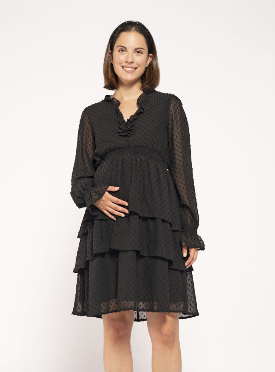 Vestido lactancia de plumetti negro