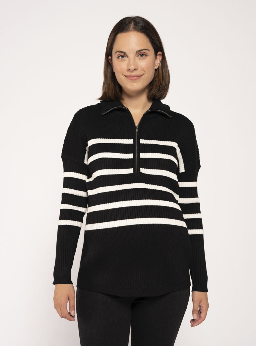 Jersey lactancia con rayas y cremallera