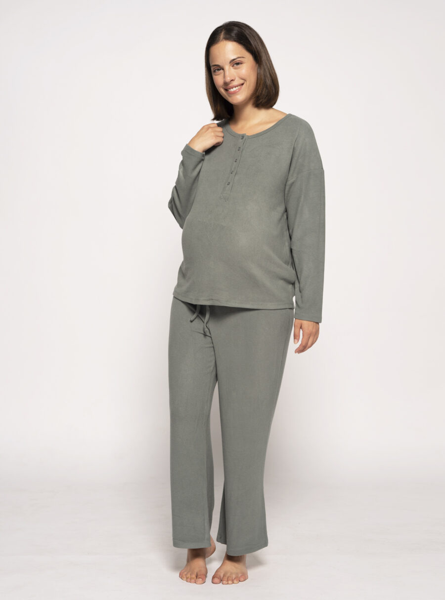 Pantalón premamá ancho de canalé home - Imagen 4
