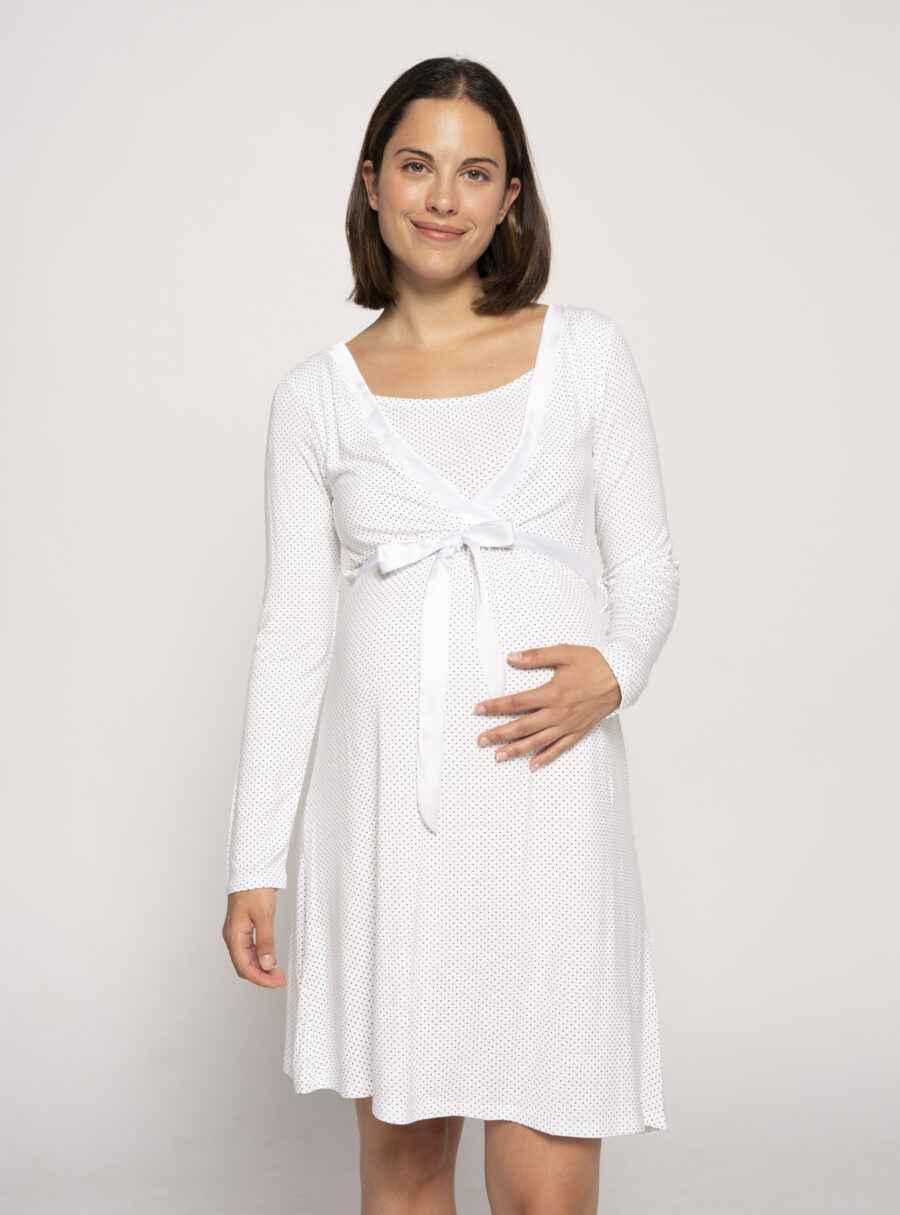 Camisón lactancia con estampado de topos