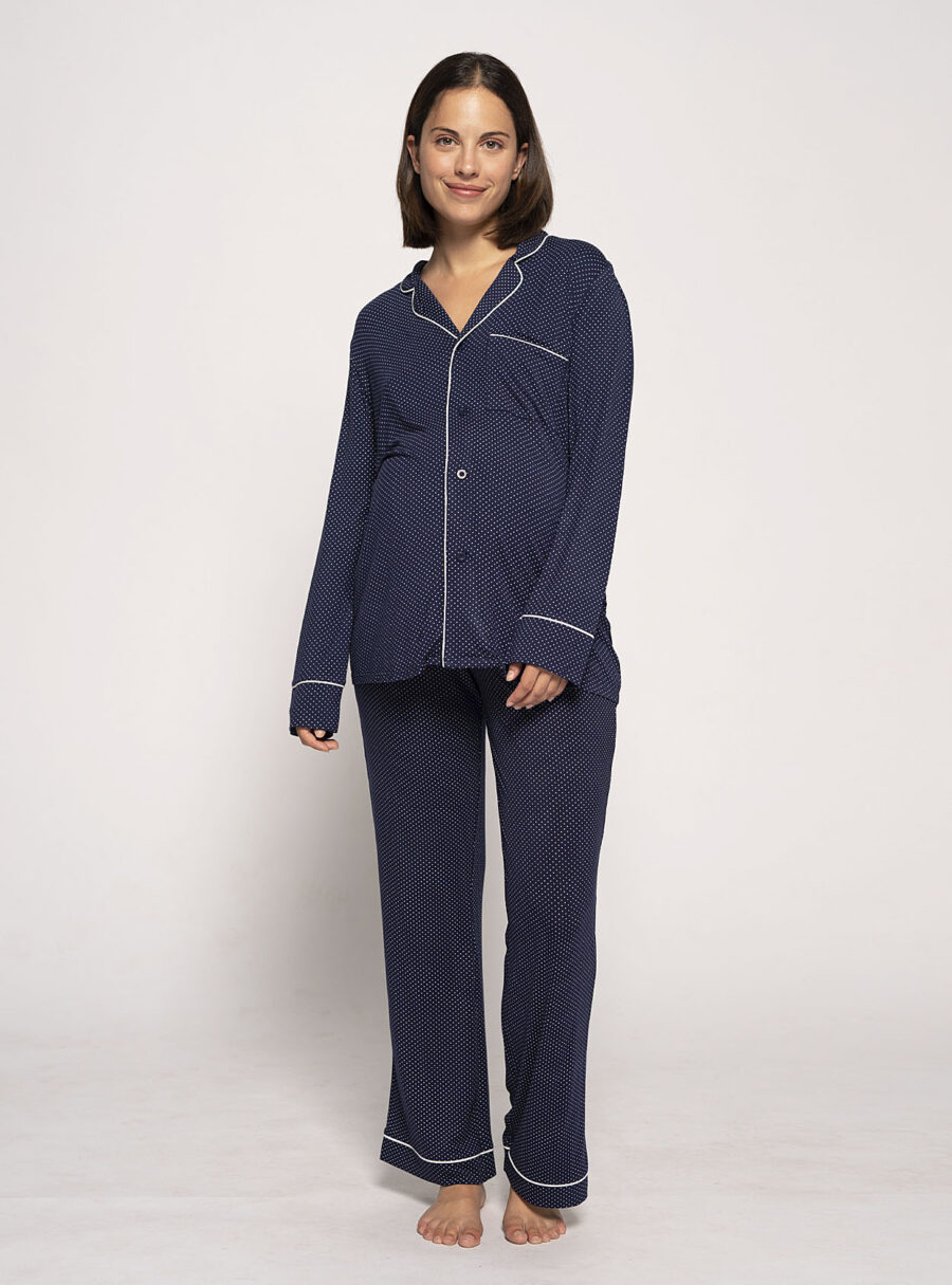 Camiseta de pijama camisero lactancia con topos - Imagen 4