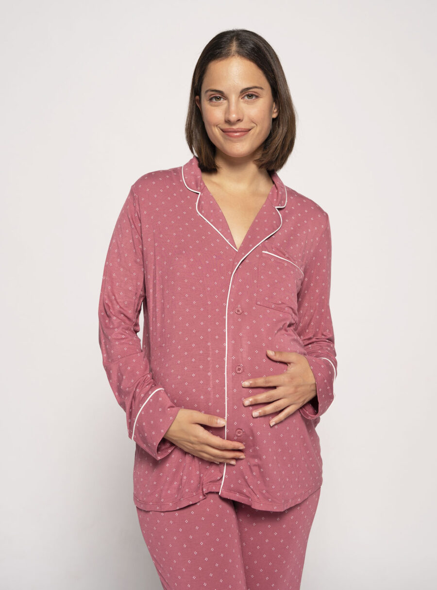 Camiseta de pijama camisero lactancia con print corbatero
