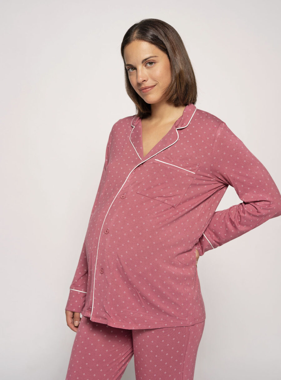 Camiseta de pijama camisero lactancia con print corbatero - Imagen 2