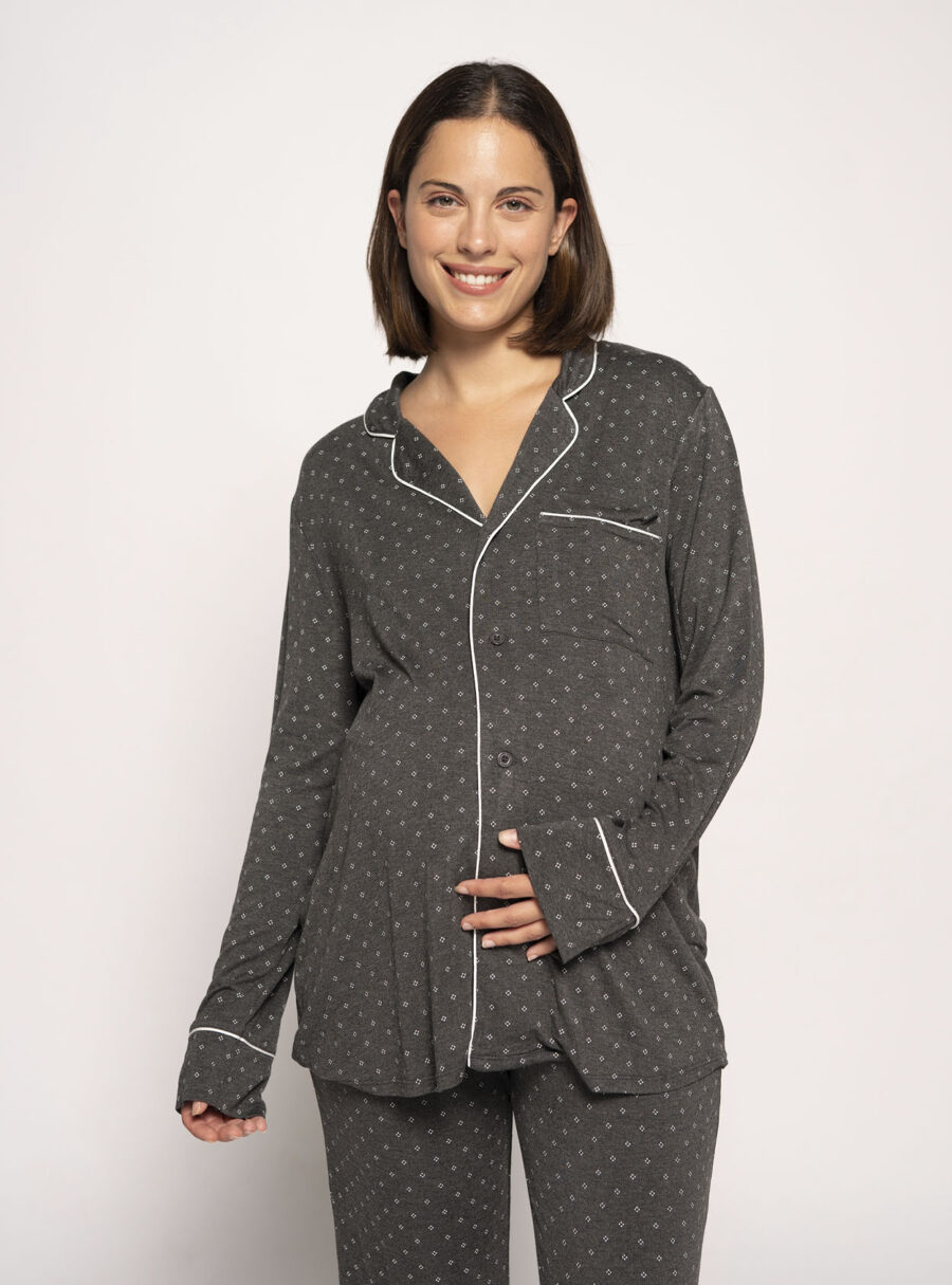 Camiseta de pijama camisero lactancia con print corbatero