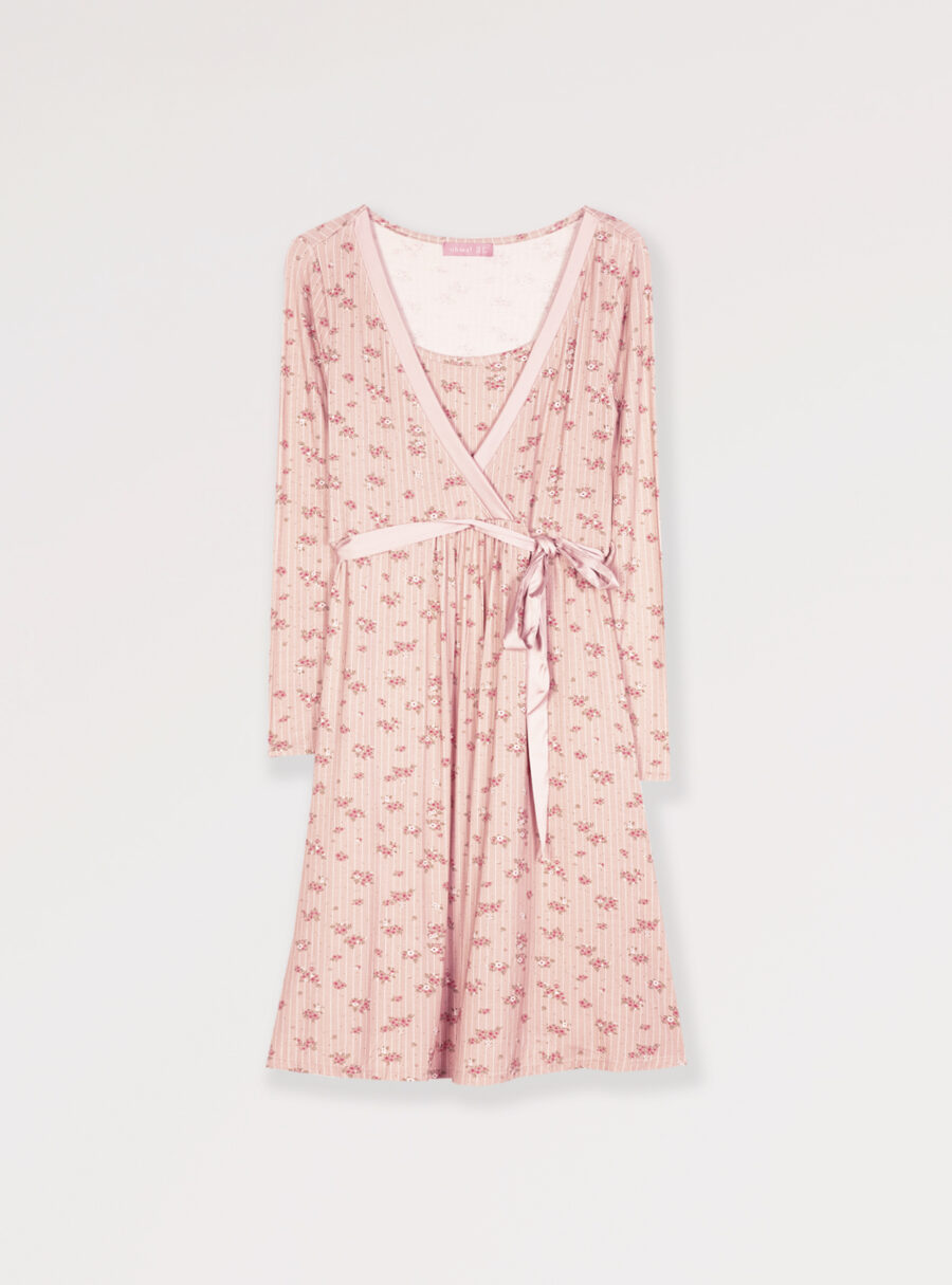 Camisón lactancia manga larga con rayas y flores - Imagen 7