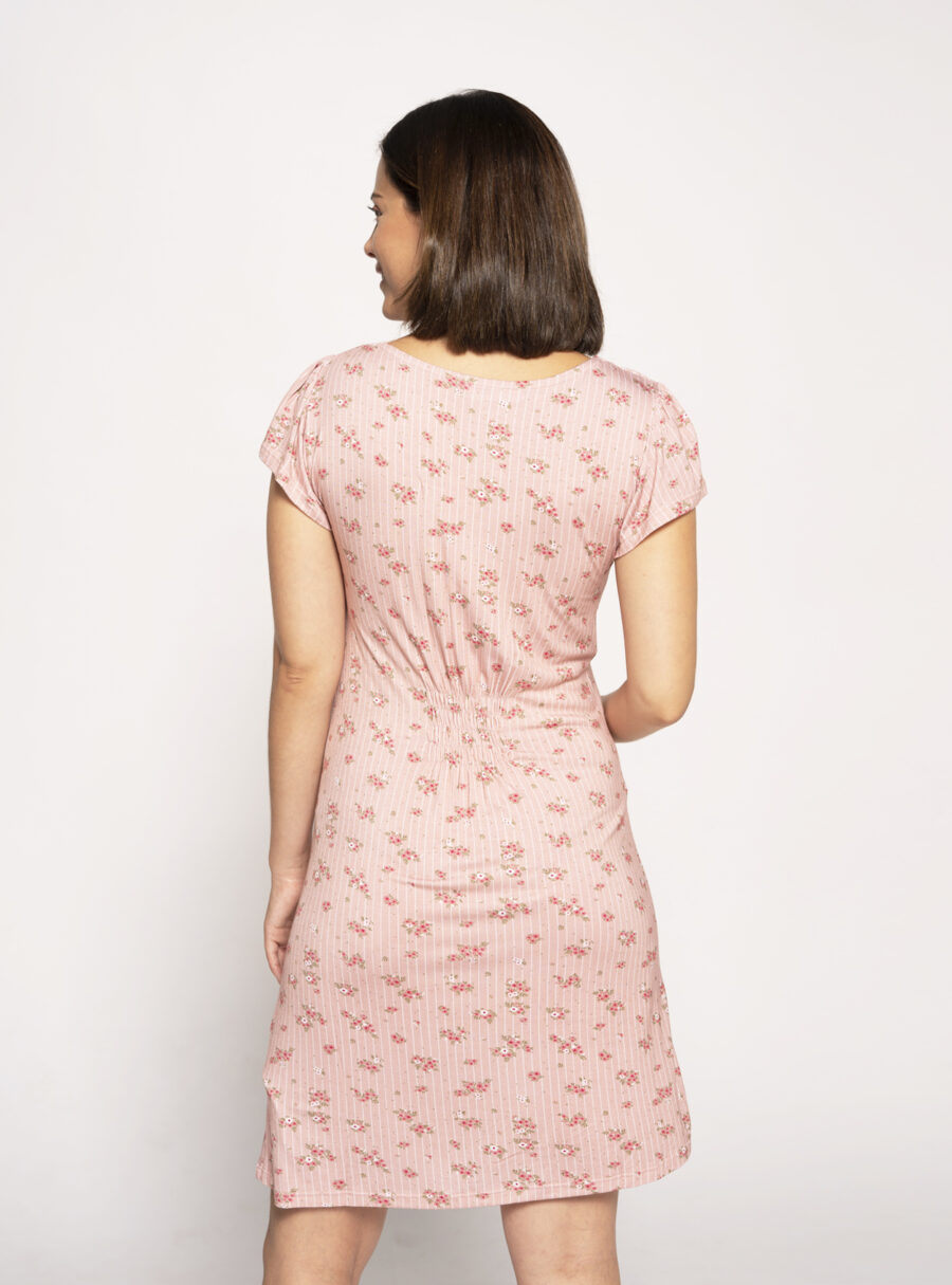 Camisón lactancia manga corta con rayas y flores - Imagen 3