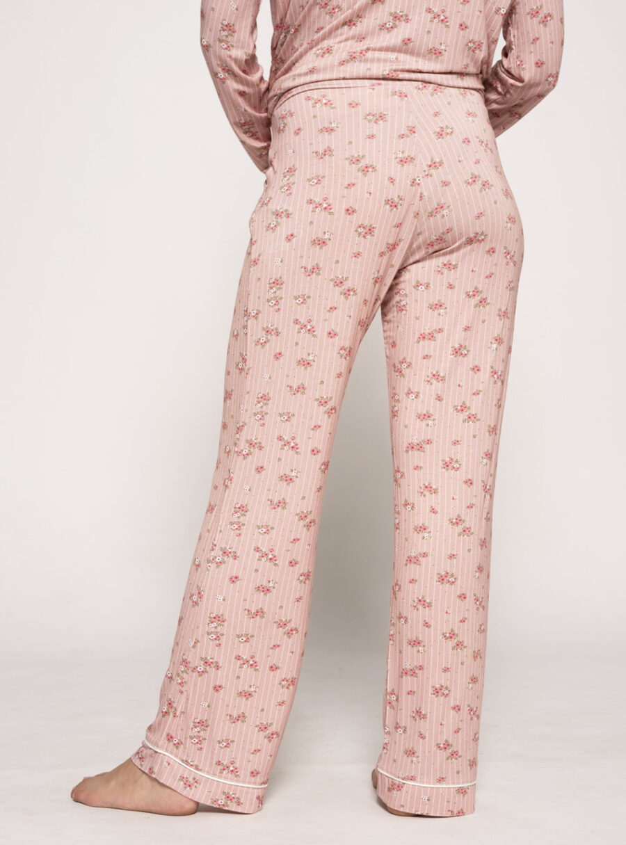 Pantalón de pijama premamá con rayas y flores - Imagen 3