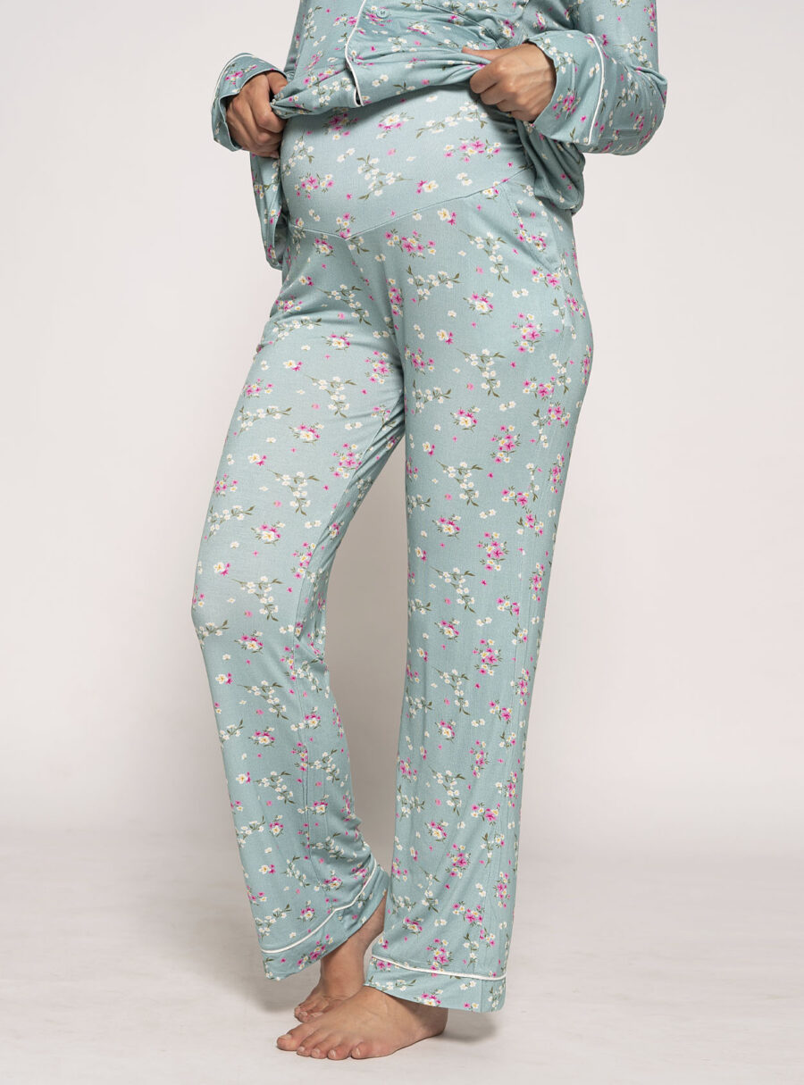 Pantalón de pijama premamá con flores - Imagen 2