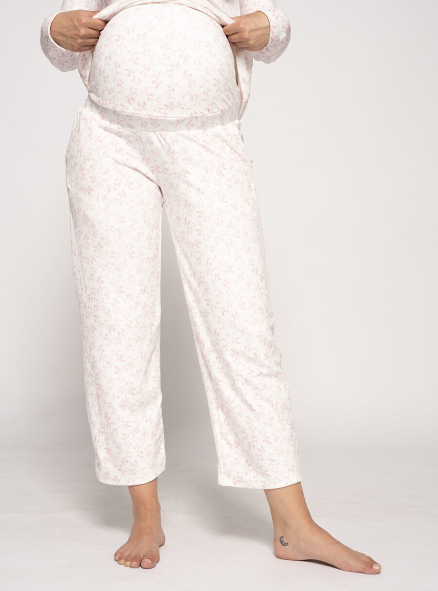 Pantalón de pijama premamá con estampado de flores