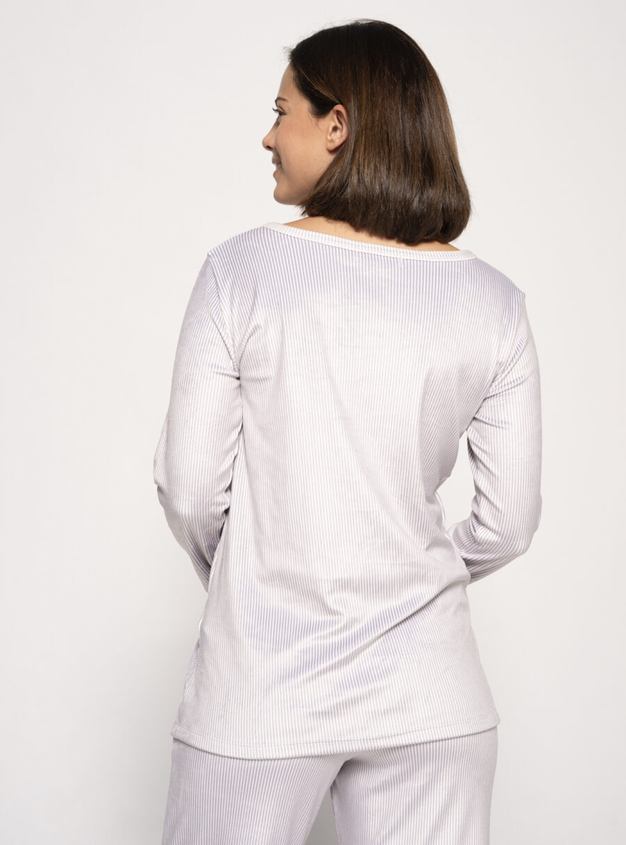 Camiseta manga larga de velour de rayitas - Imagen 3