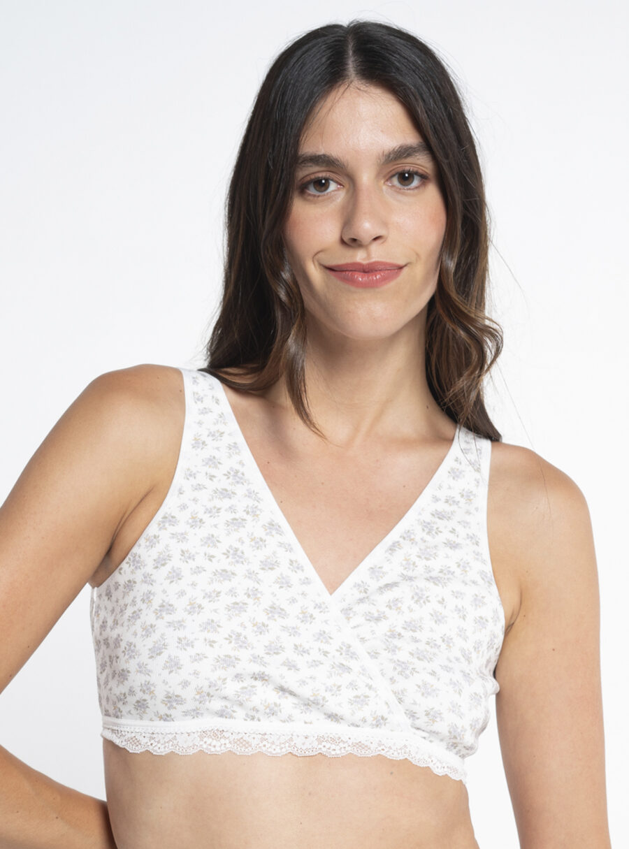 Sujetador premamá cruzado de canalé estampado