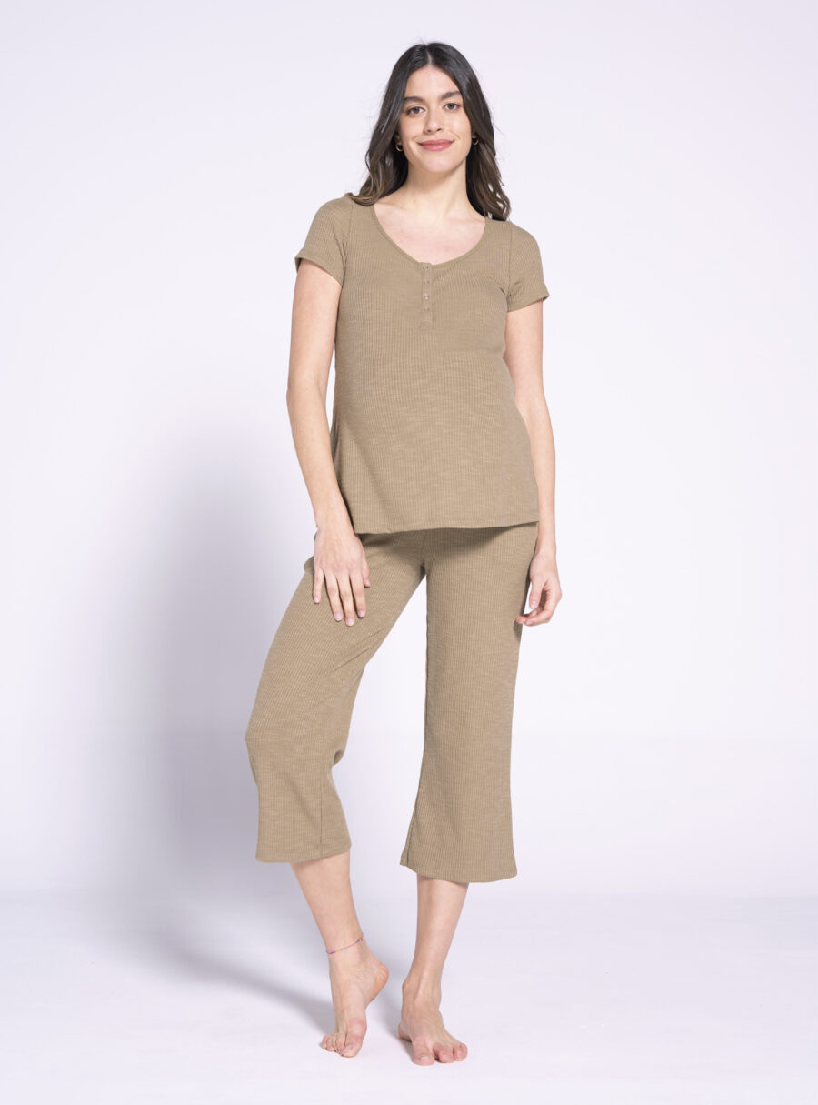 Pack home m/corta y pantalon crop de rib