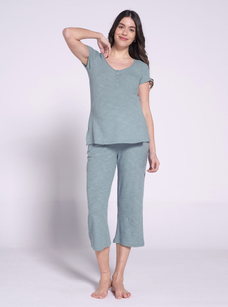 Pack home m/corta y pantalon crop de rib