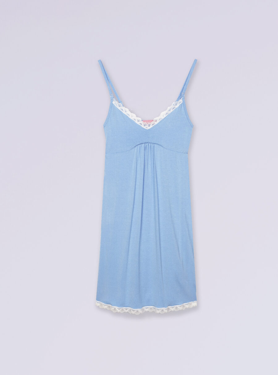 Camisón de lactancia liso con encaje a contraste - Imagen 7