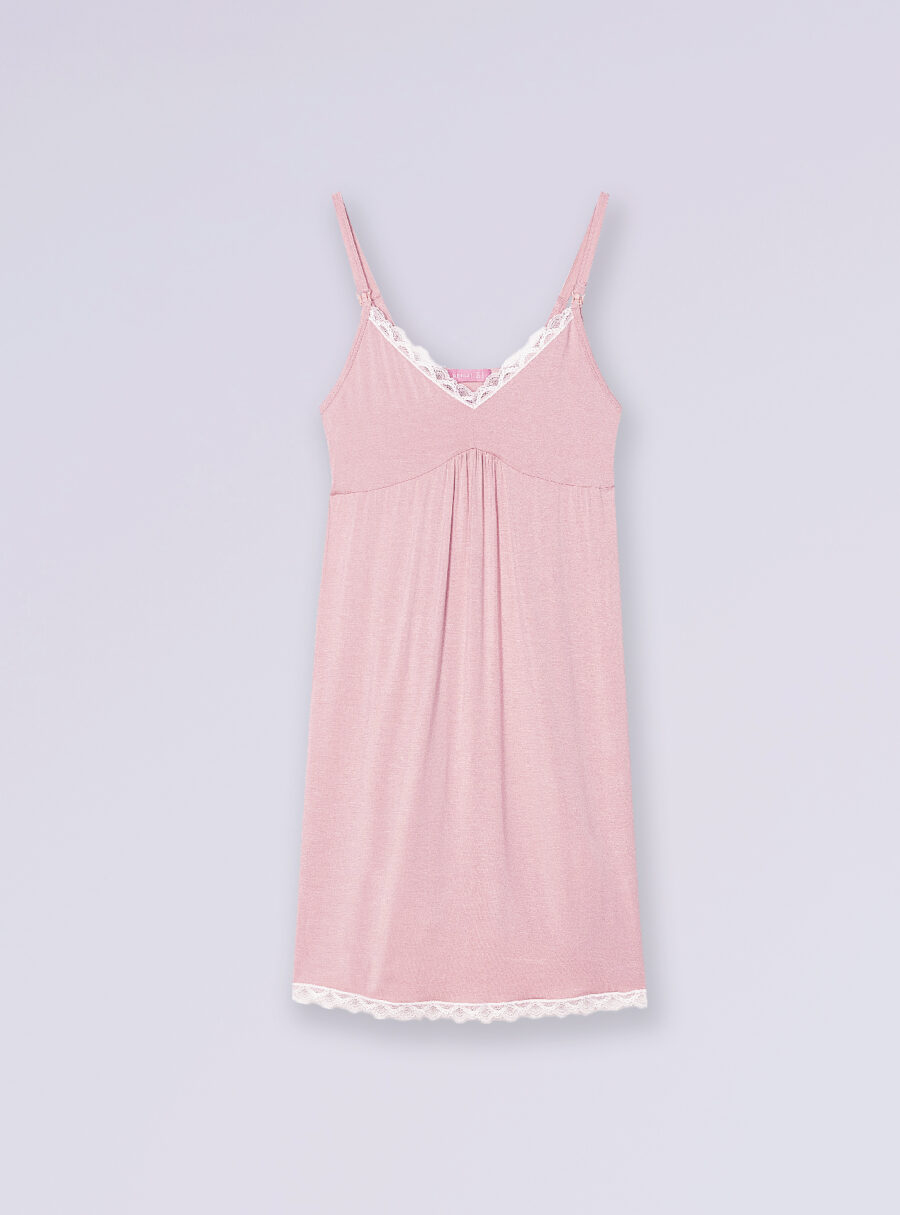 Camisón de lactancia con encaje contraste - Imagen 7