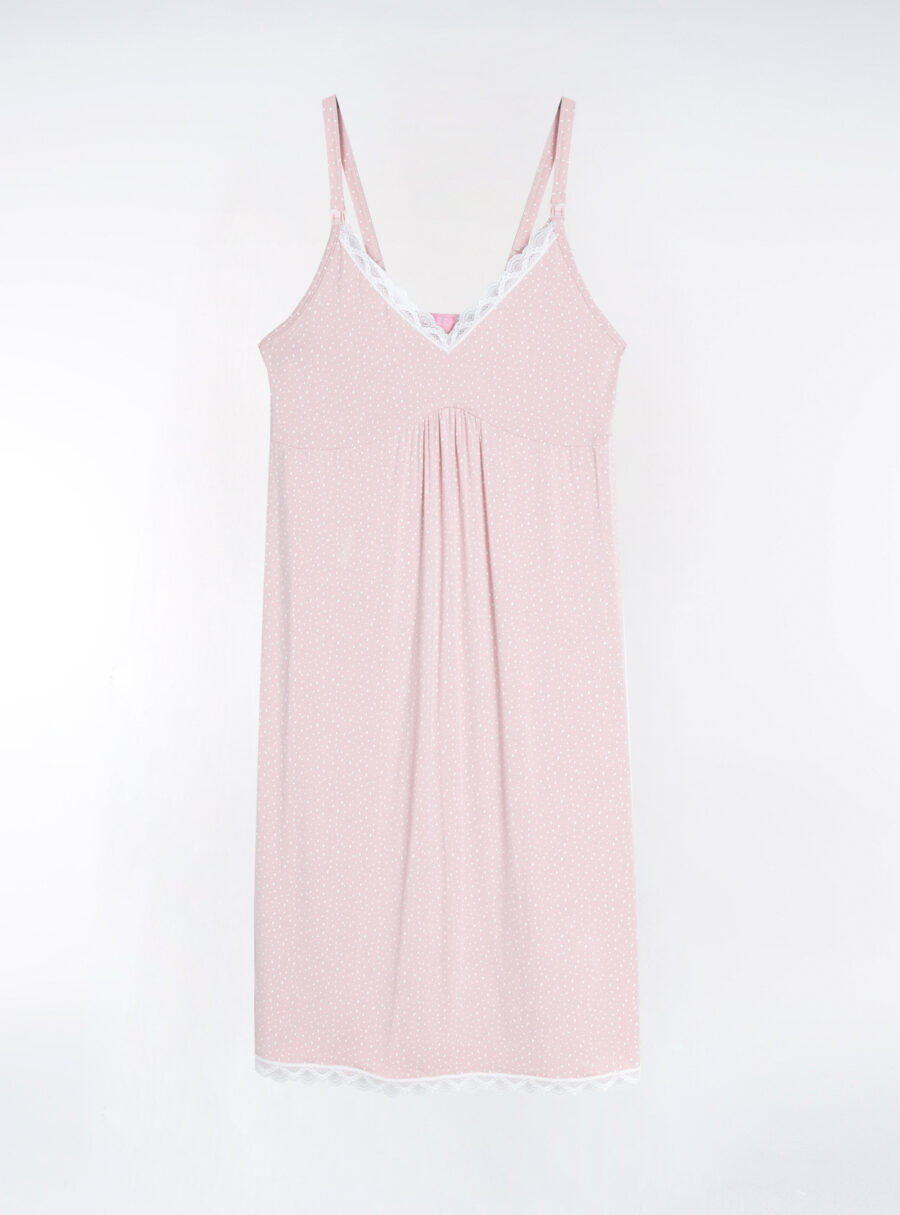 Camisón de lactancia lunares y encaje - Imagen 6