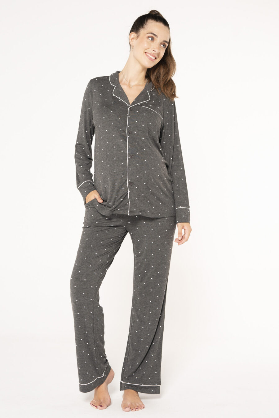 Camisa de lactancia pijama con corazones - Imagen 4
