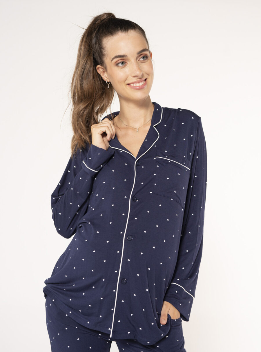 Camisa de lactancia pijama con corazones