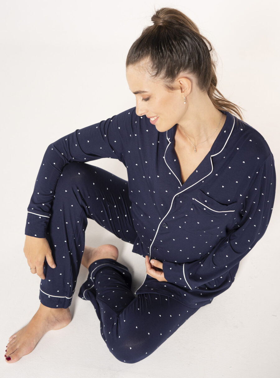 Camisa de lactancia pijama con corazones - Imagen 2