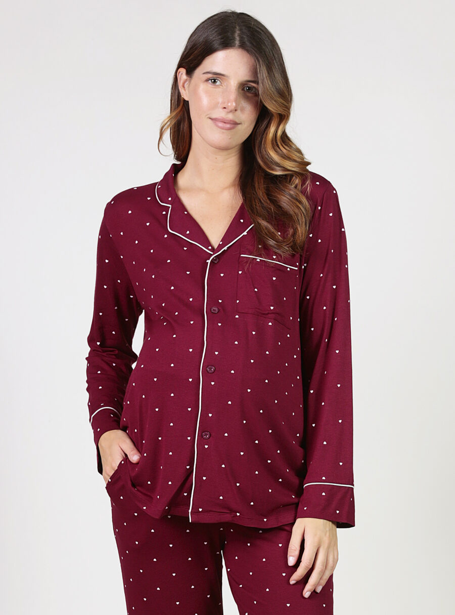 Camisa de lactancia pijama con corazones