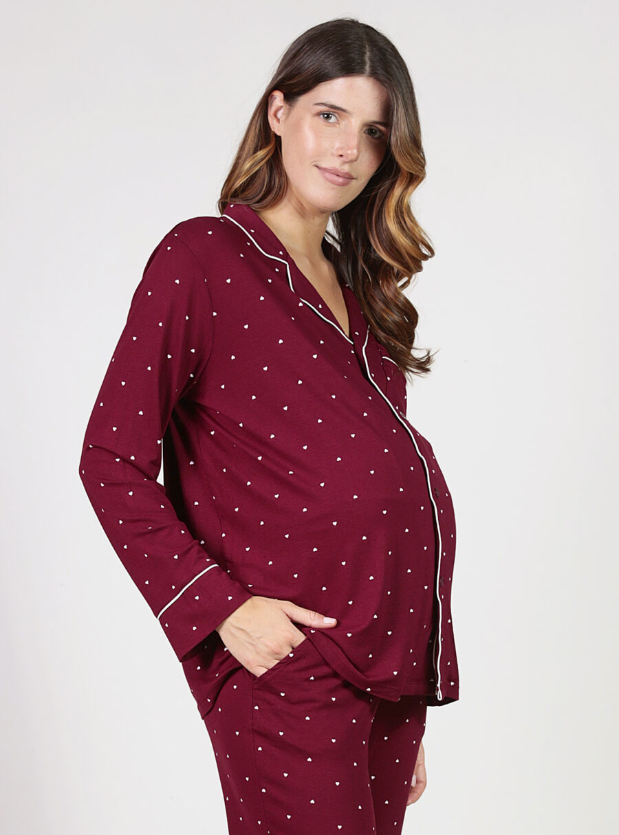 Camisa de lactancia pijama con corazones - Imagen 2