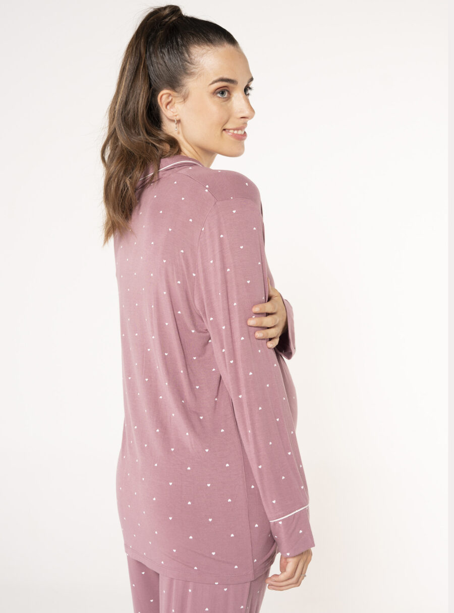 Camisa de lactancia pijama con corazones - Imagen 3
