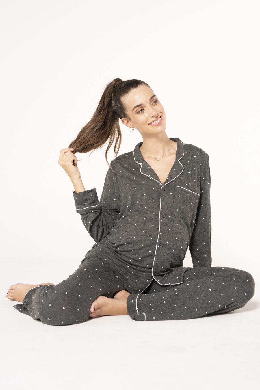 Pantalón pijama largo con corazones - Imagen 4