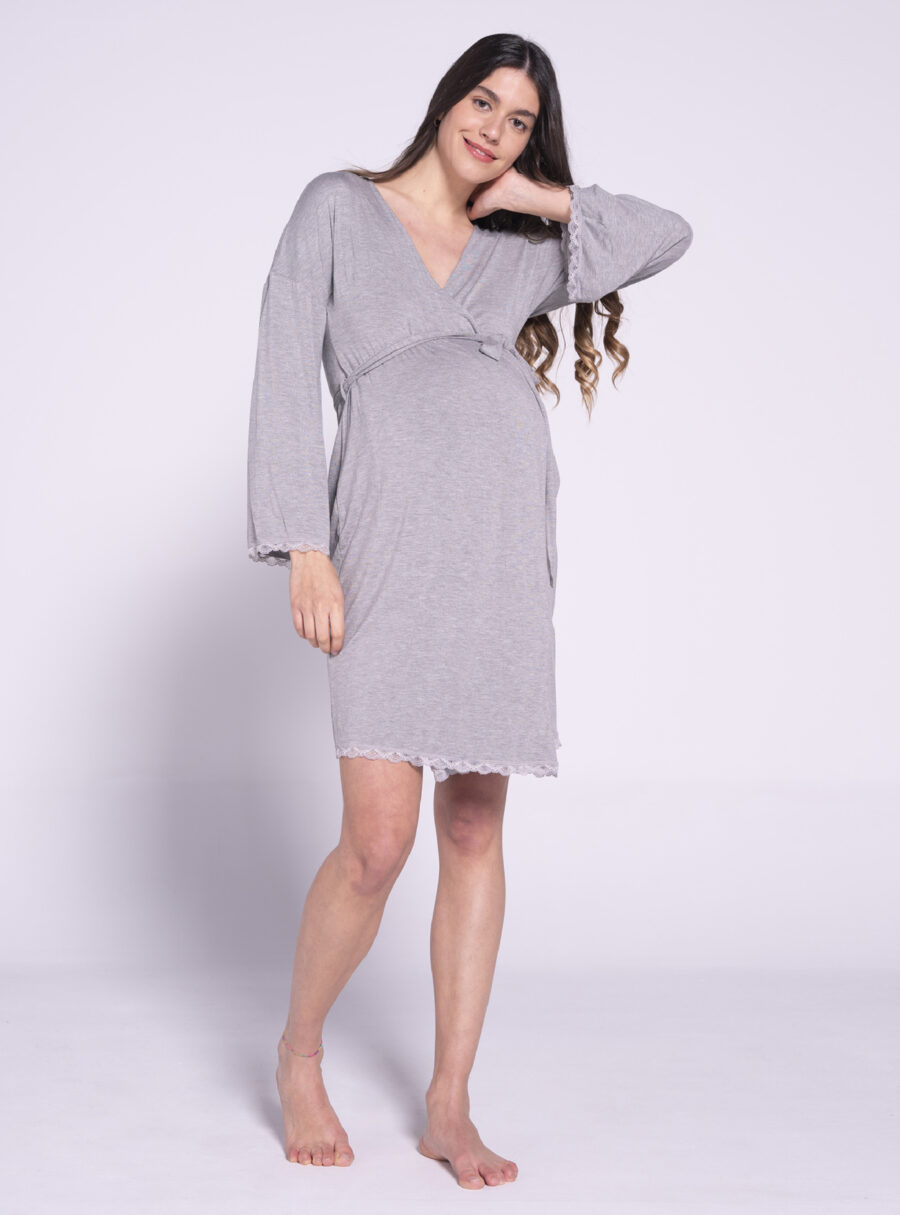 Bata premamá con encaje a tono - Imagen 4